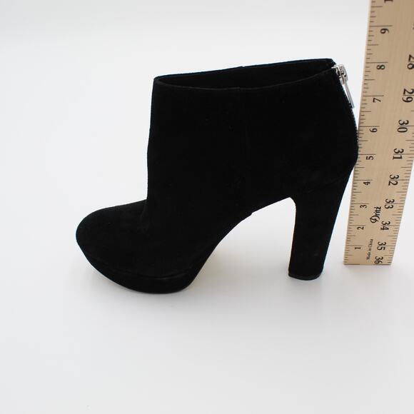 Michael Kors Suede Heels Womens 9.5 Black Platform Bootie Zip Classic Career - Picture 9 of 11